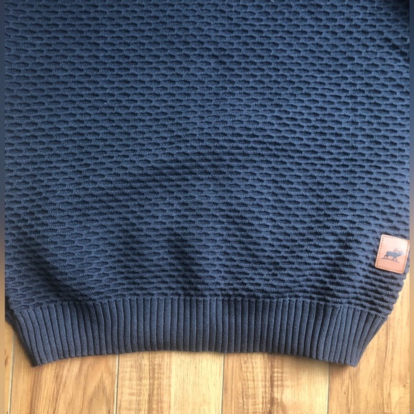 NWOT Men’s Navy Blue Waffle Knit Hoodie Sweater Size XL. - Picture 6 of 8